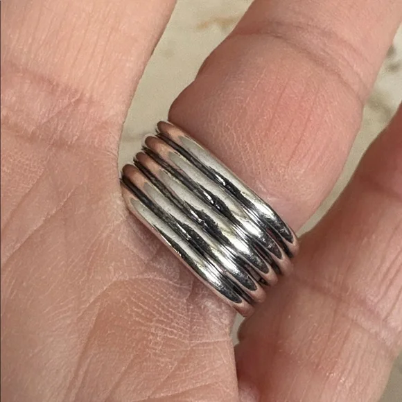 PANDORA 14K Gold & 925 Sterling Silver Rope Ring 190383 Retired Stamped 925 Ale - Picture 9 of 11